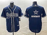 Men's Dallas Cowboys Navy Team Big Logo With Patch Cool Base Stitched Baseball Jersey,baseball caps,new era cap wholesale,wholesale hats